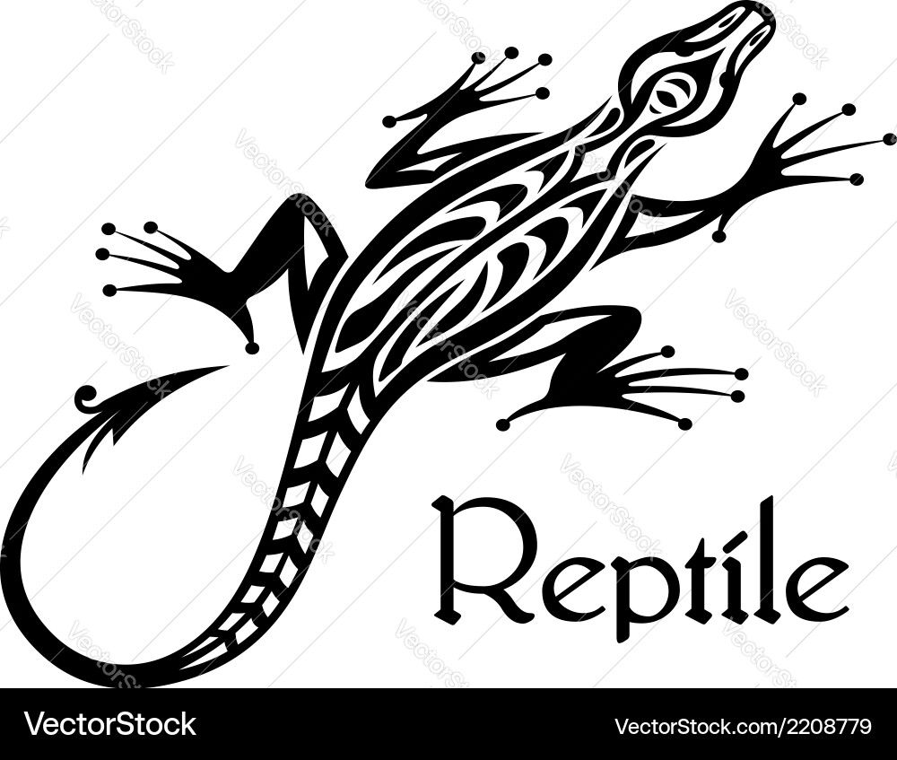 Tribal Lizard Silhouette Vector Image