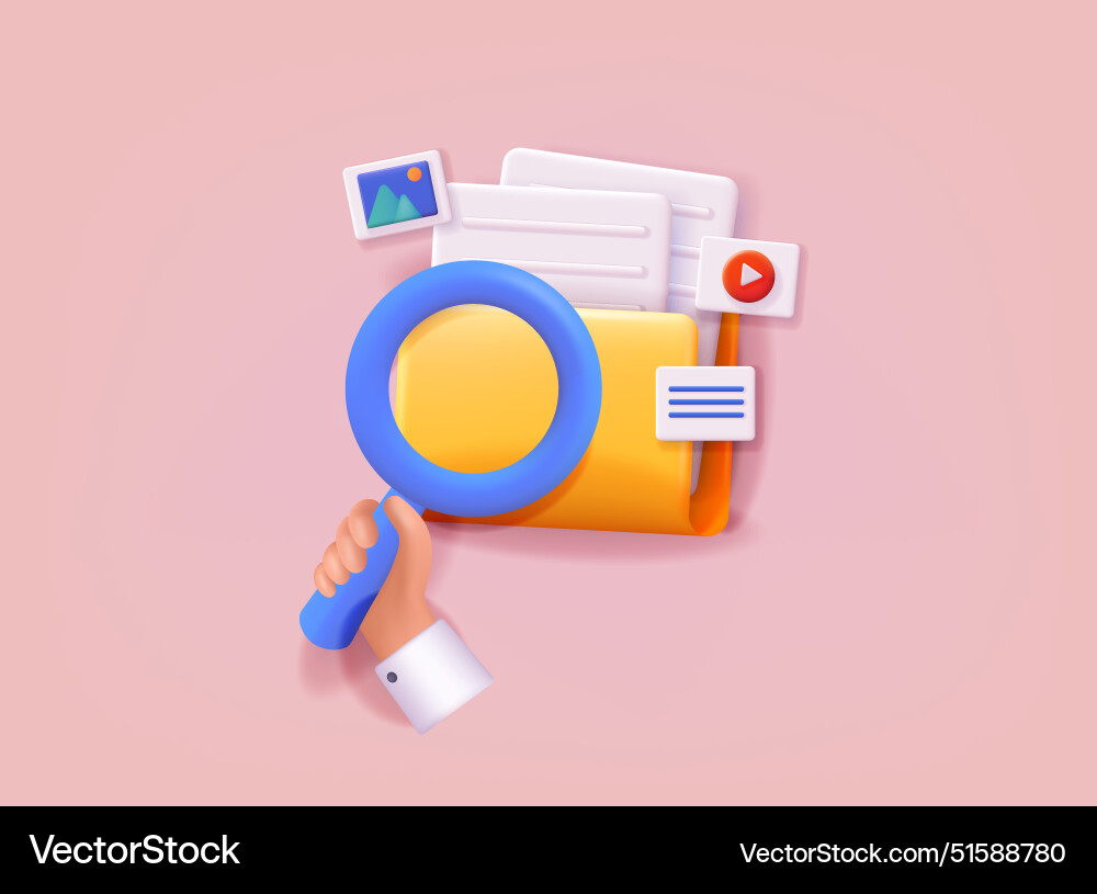 3d document list icon paper folder 3d document list icon paper folder vector image