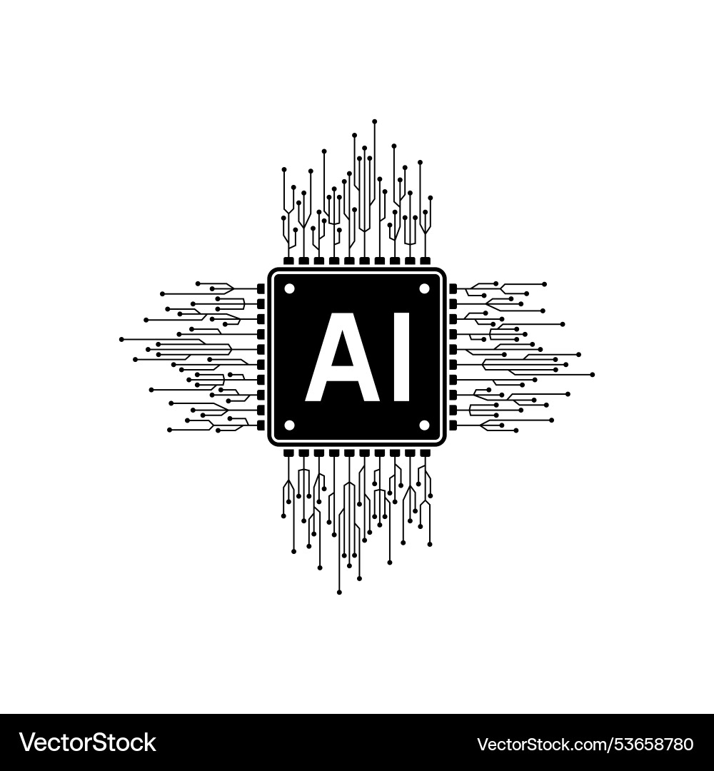 Circuit electronic chip processor artificial vector image
