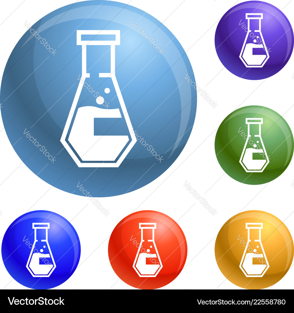 Conical flask icons set Conical flask icons set vector image