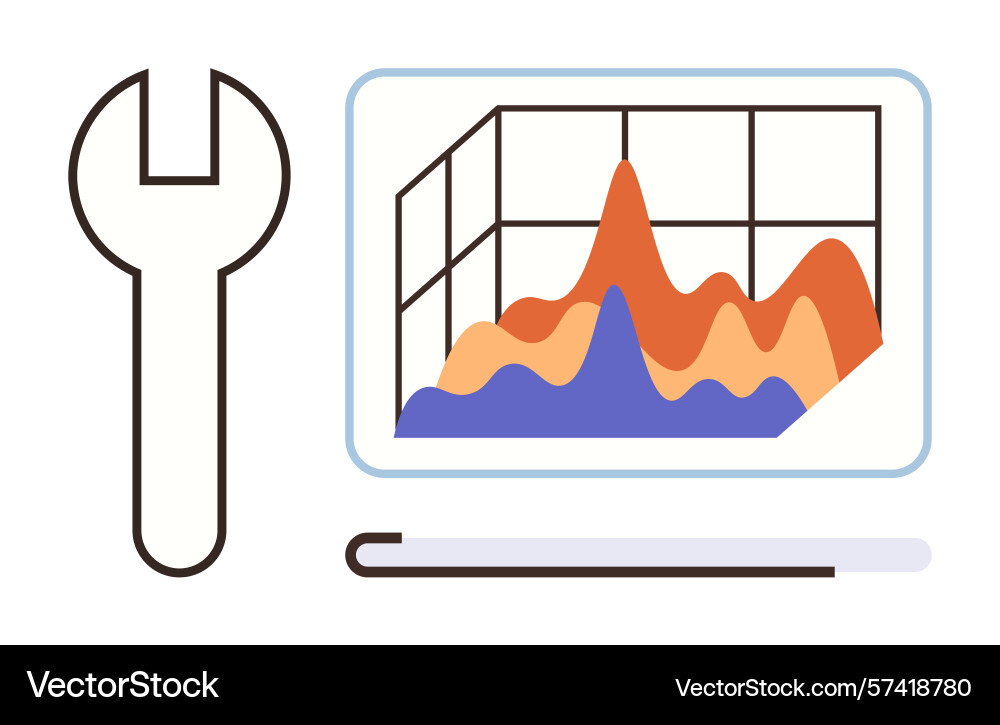 Data analysis tool with growth chart and wrench vector image
