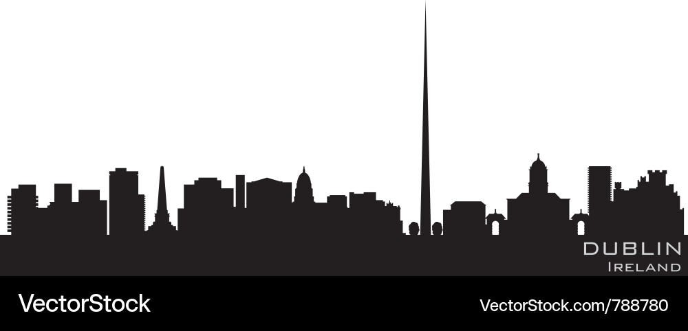 Dublin Ireland Skyline Silhouette Vector Image