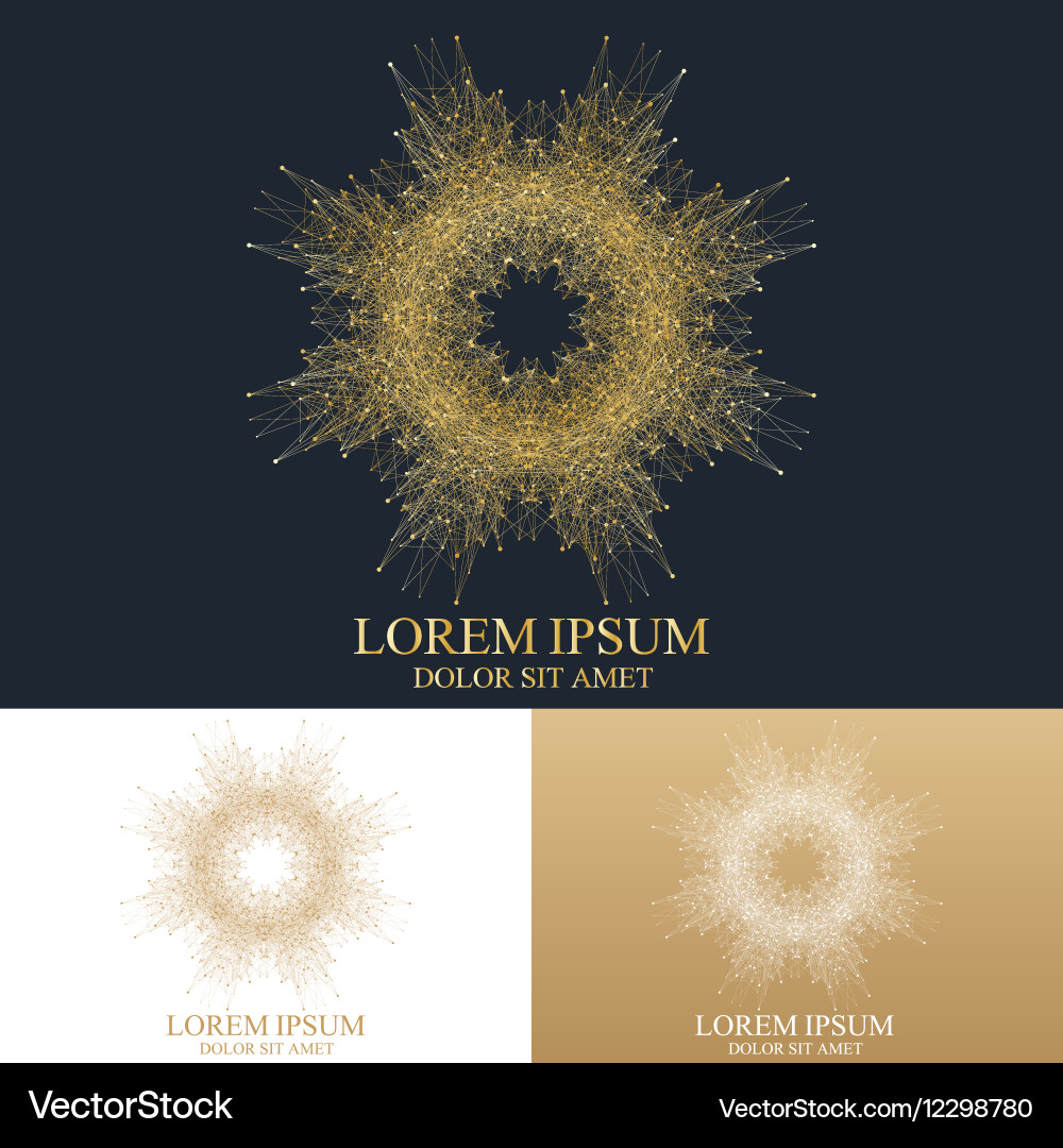 Geometric abstract round form with connected line vector image