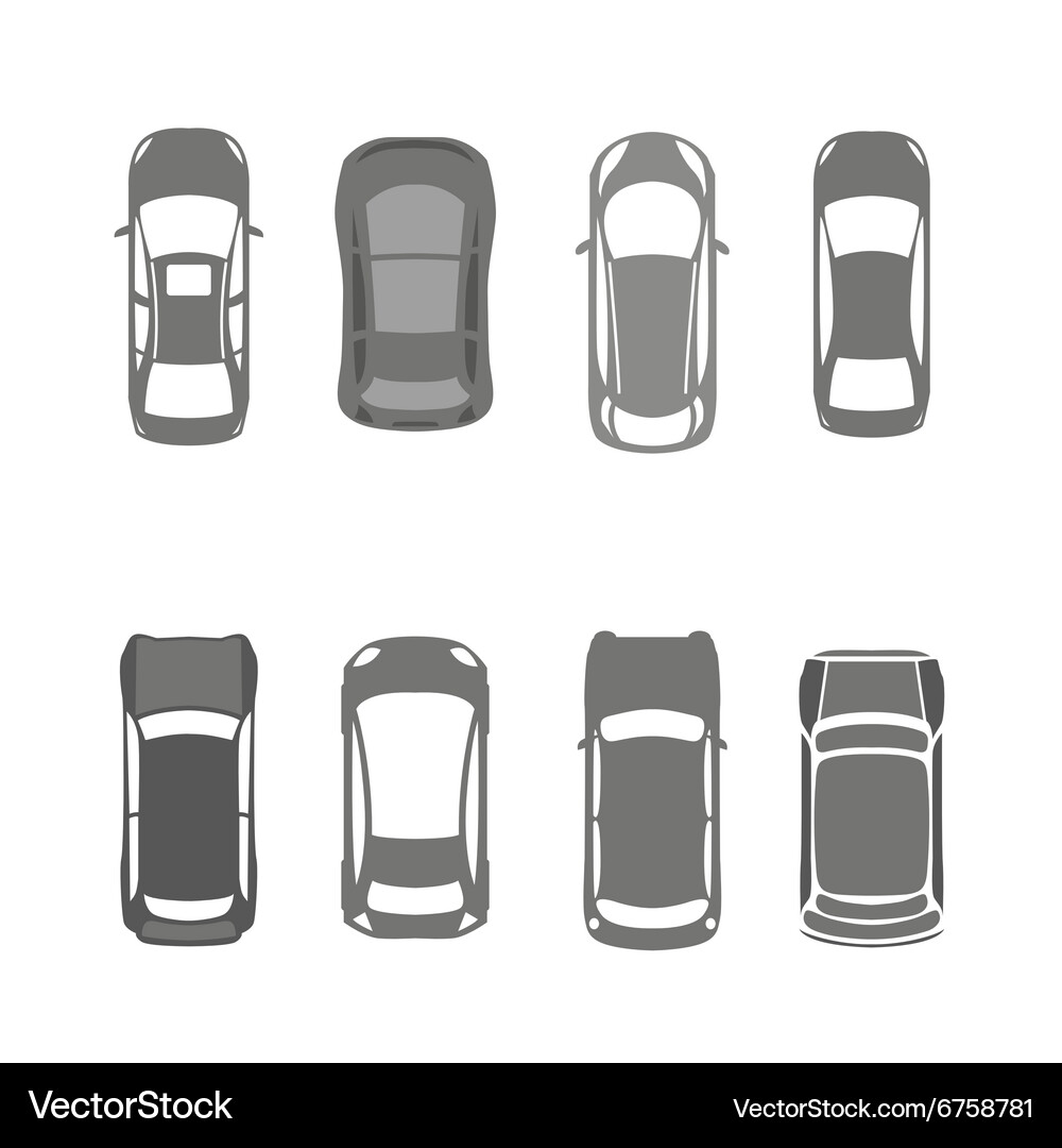 Automotive Silhouettes - Top View Vector Image