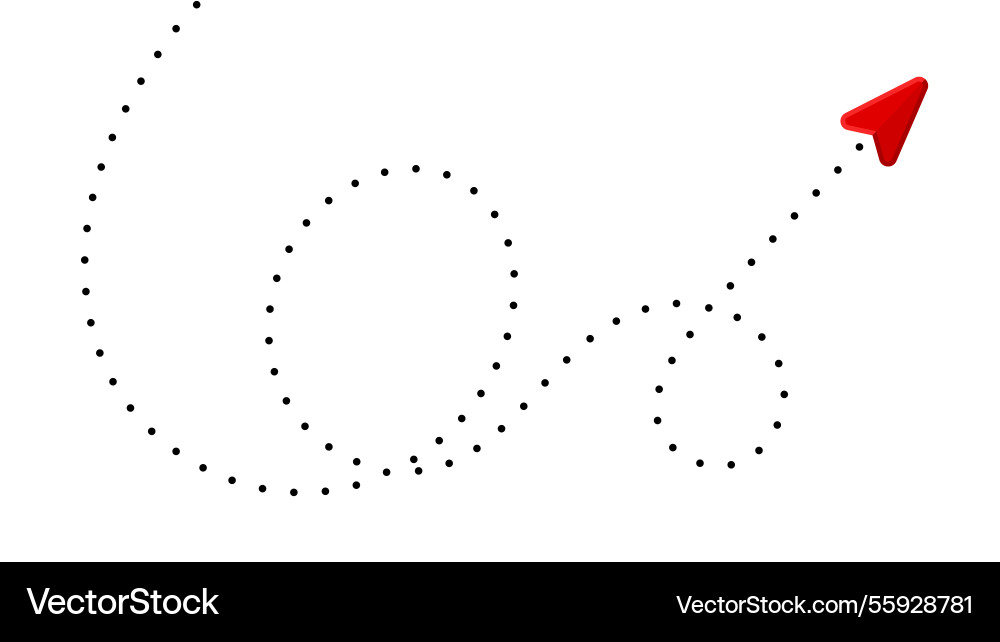Dotted line forms an abstract shape with a red Dotted line forms an abstract shape with a red vector image