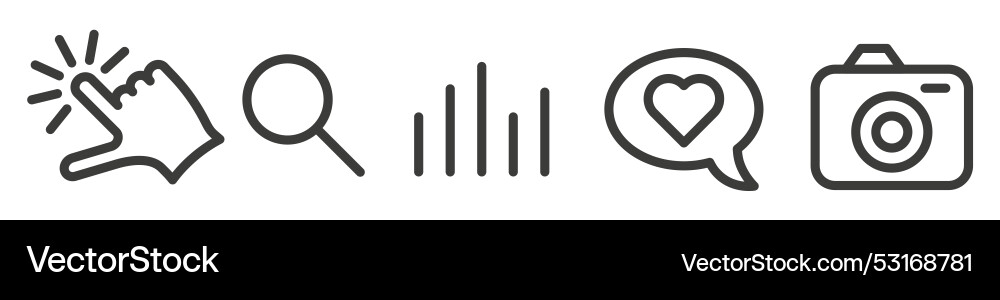 Main icons of the interface are a thin line user Main icons of the interface are a thin line user vector image