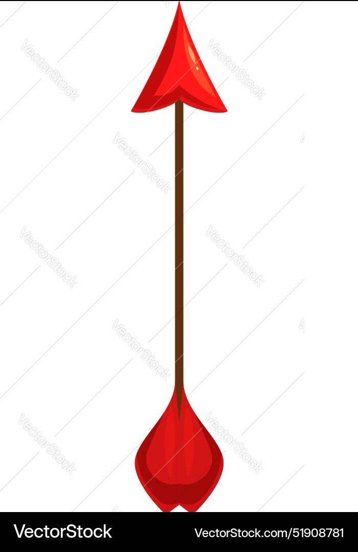 Red wooden arrow pointing up with feathers Red wooden arrow pointing up with feathers vector image