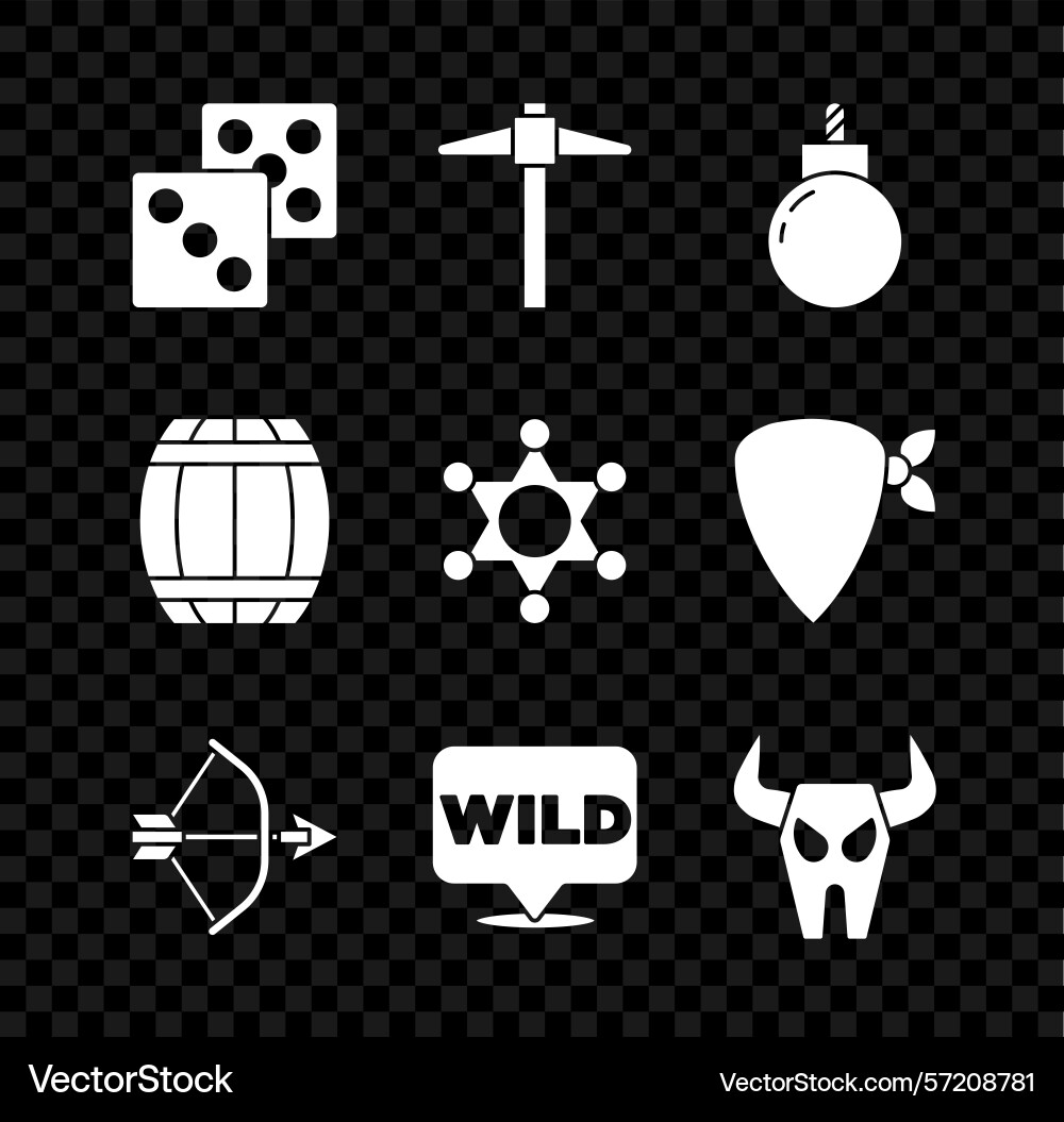 Set game dice pickaxe bomb ready to explode bow Vector Image