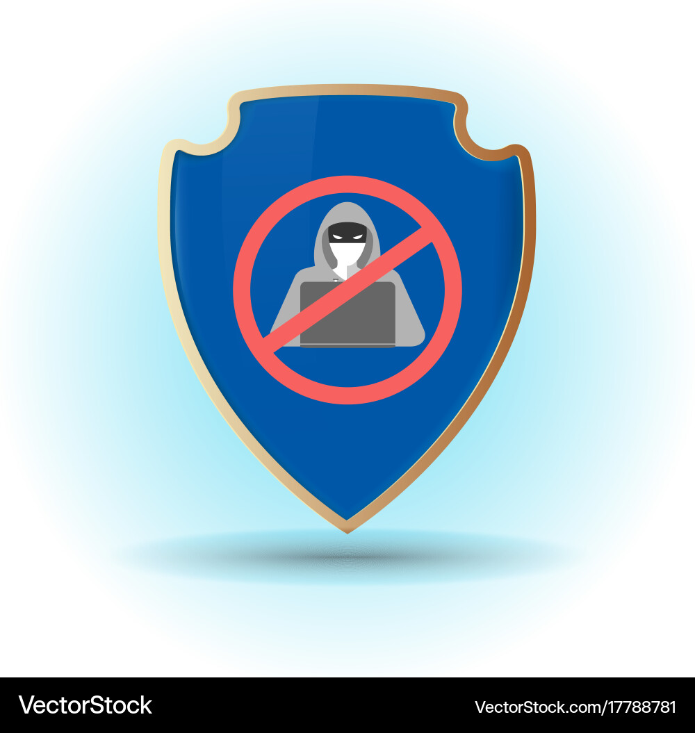 Shield with stop hacker symbol vector image