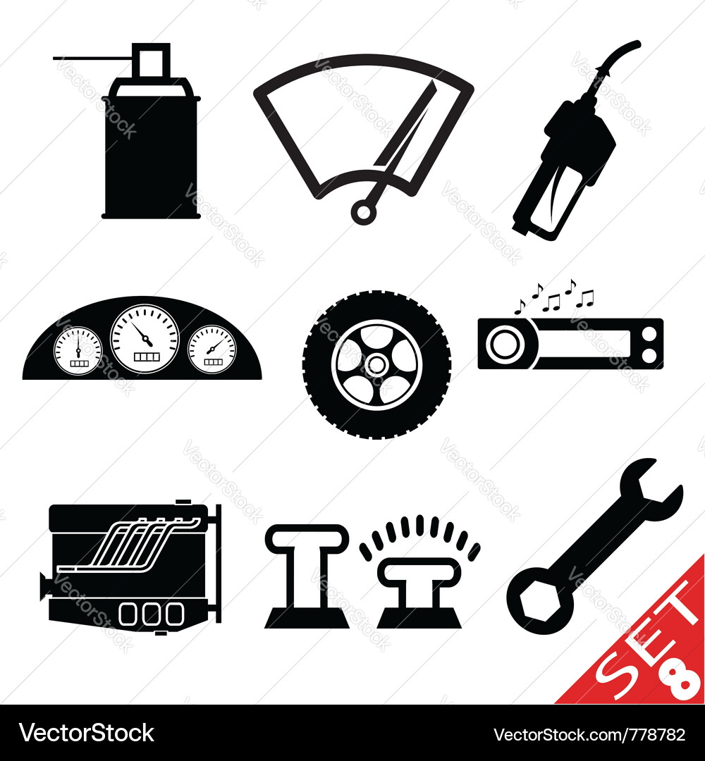 Auto Teile Icon Set Vektorbild