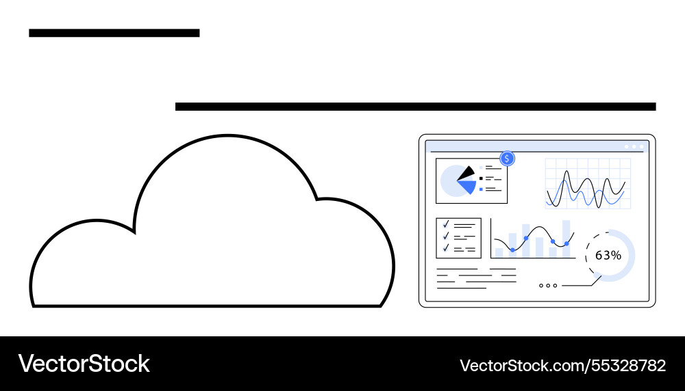 Cloud-based data analytics with graphs pie charts Cloud-based data analytics with graphs pie charts vector image