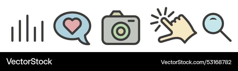 Colored main interface icons with strokes user Colored main interface icons with strokes user vector image