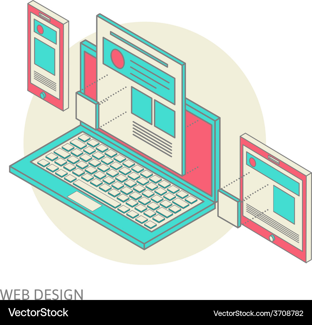 Mobile and desktop website design development Vector Image