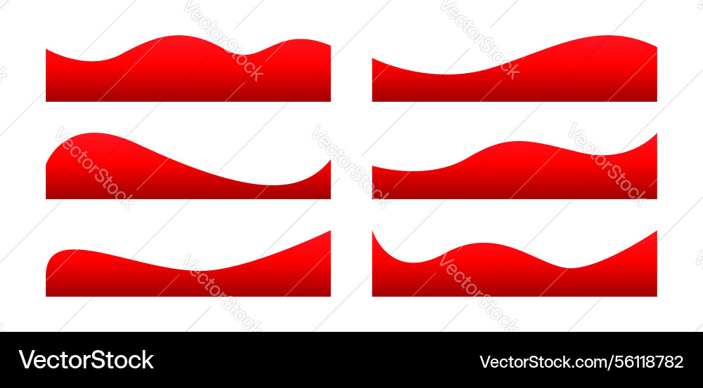 Red wave shape curve footer border lines Red wave shape curve footer border lines vector image