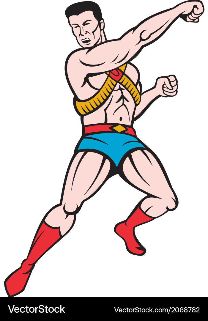 Superhero punching cartoon vector image