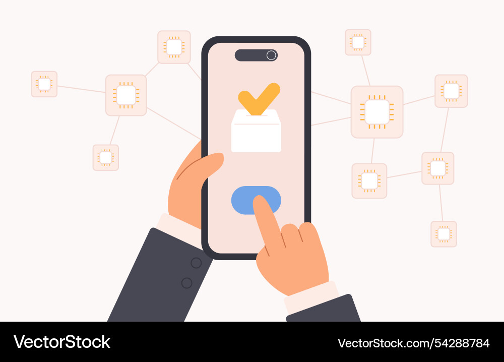 Decentralized application development hands touch vector image