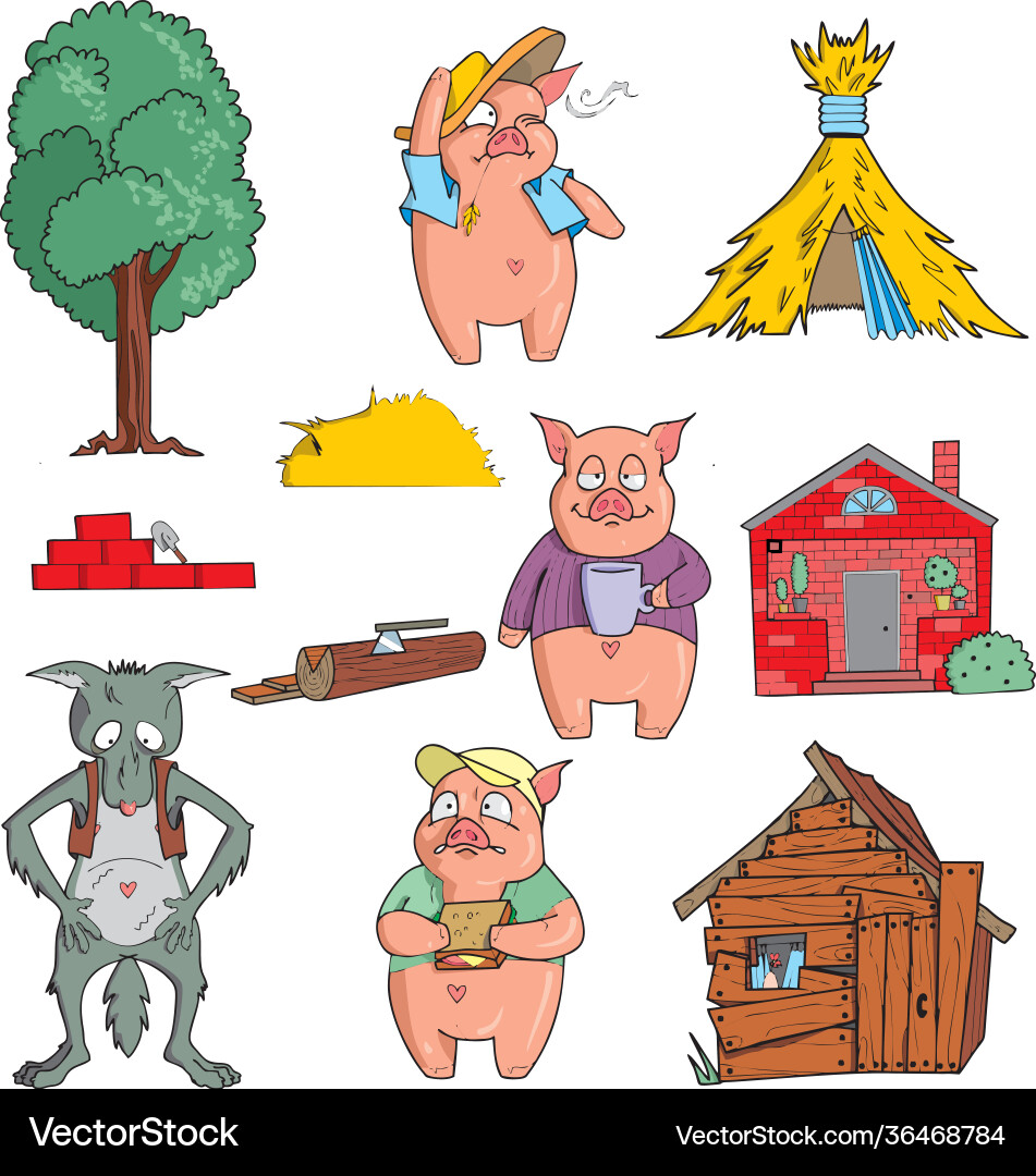 Drei kleine Schwein auf weißem Hintergrund niedlich Cartoon Drei kleine Schwein auf weißem Hintergrund niedlich Cartoon vektorbild