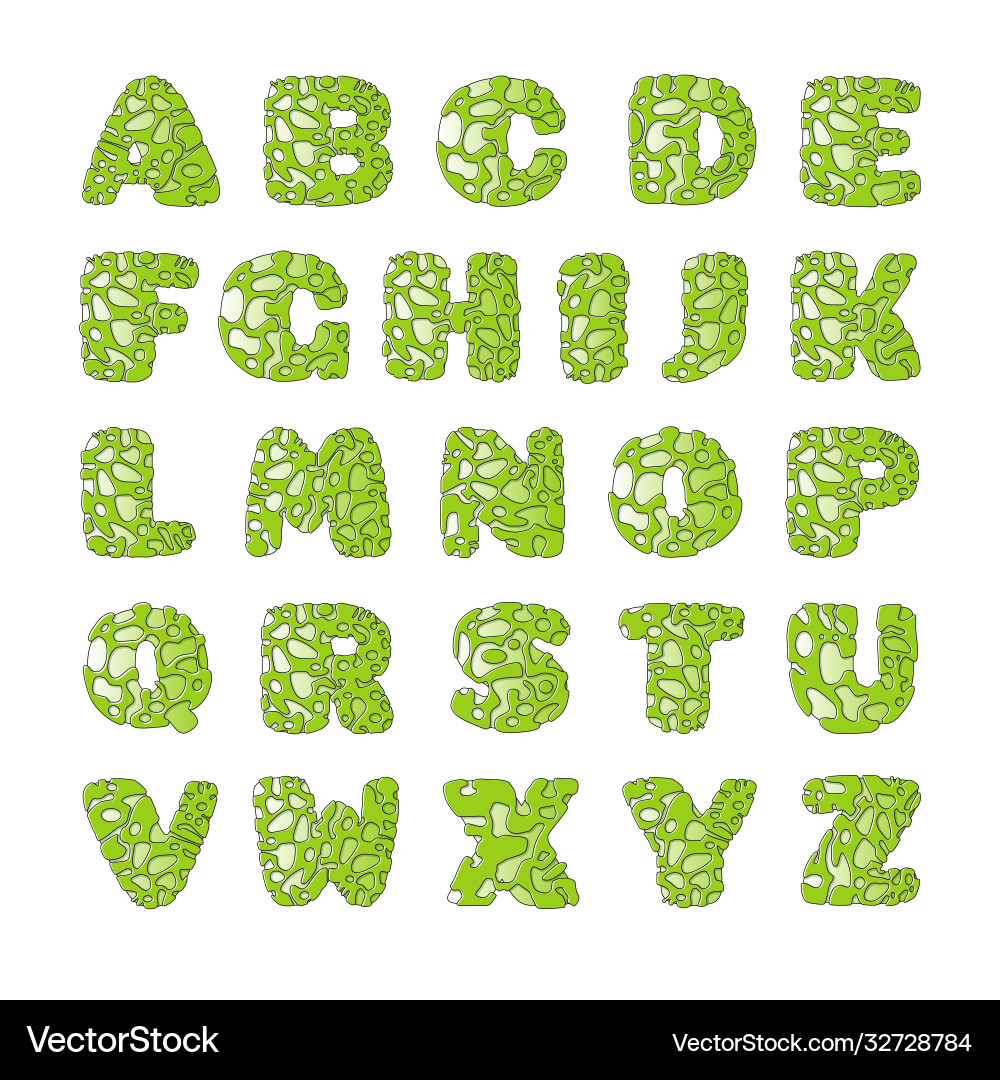 Green font with holes that looks like slime Vector Image