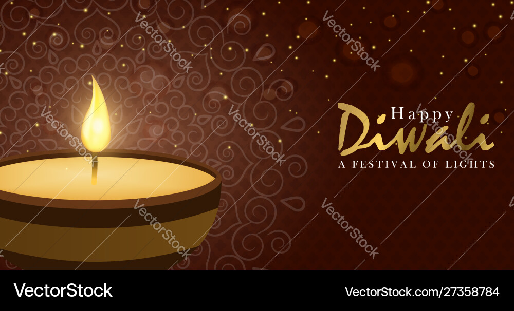 Happy diwali festival banner gold holiday candle Happy diwali festival banner gold holiday candle vector image