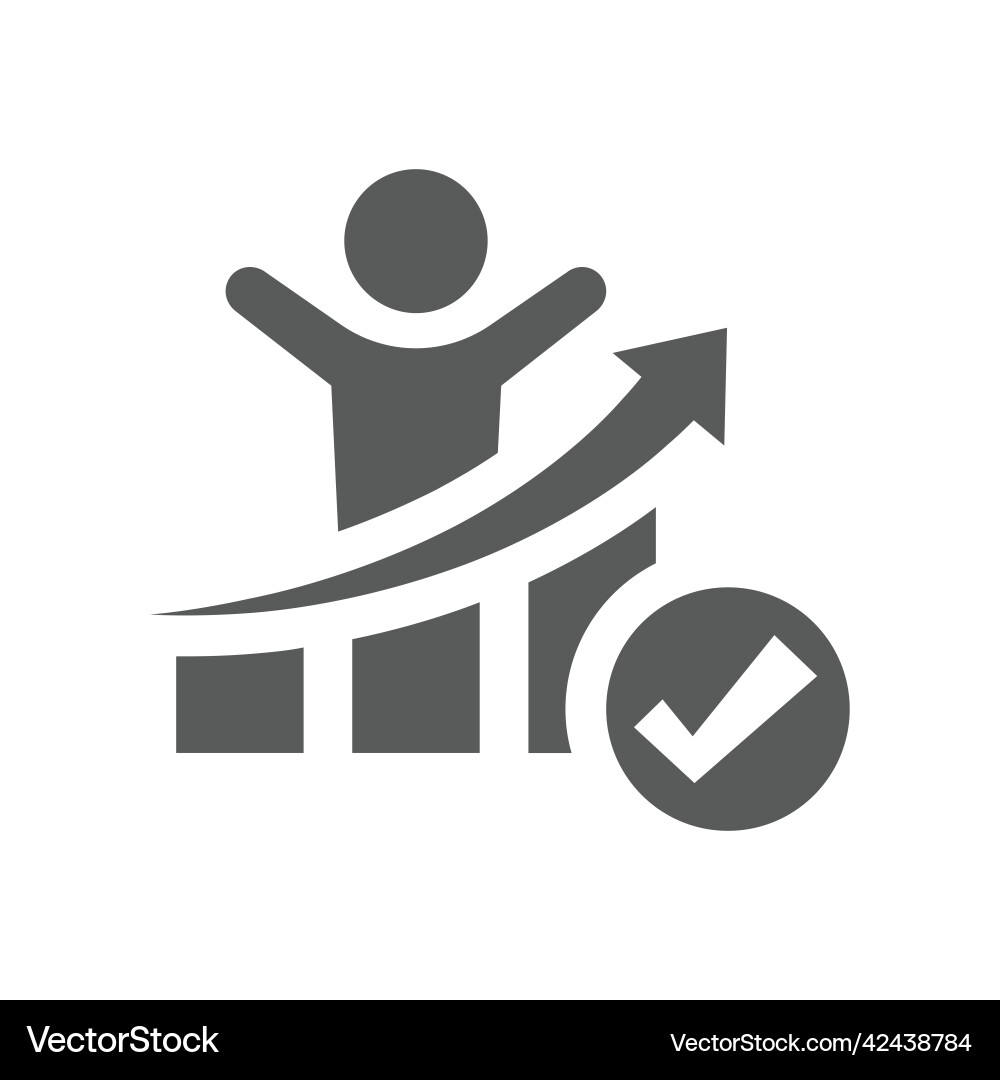 Man and bar chart or graph with checkmark Vector Image