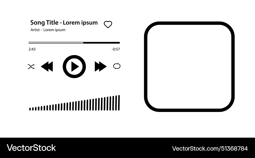 Music player song plaque with buttons loading bar vector image
