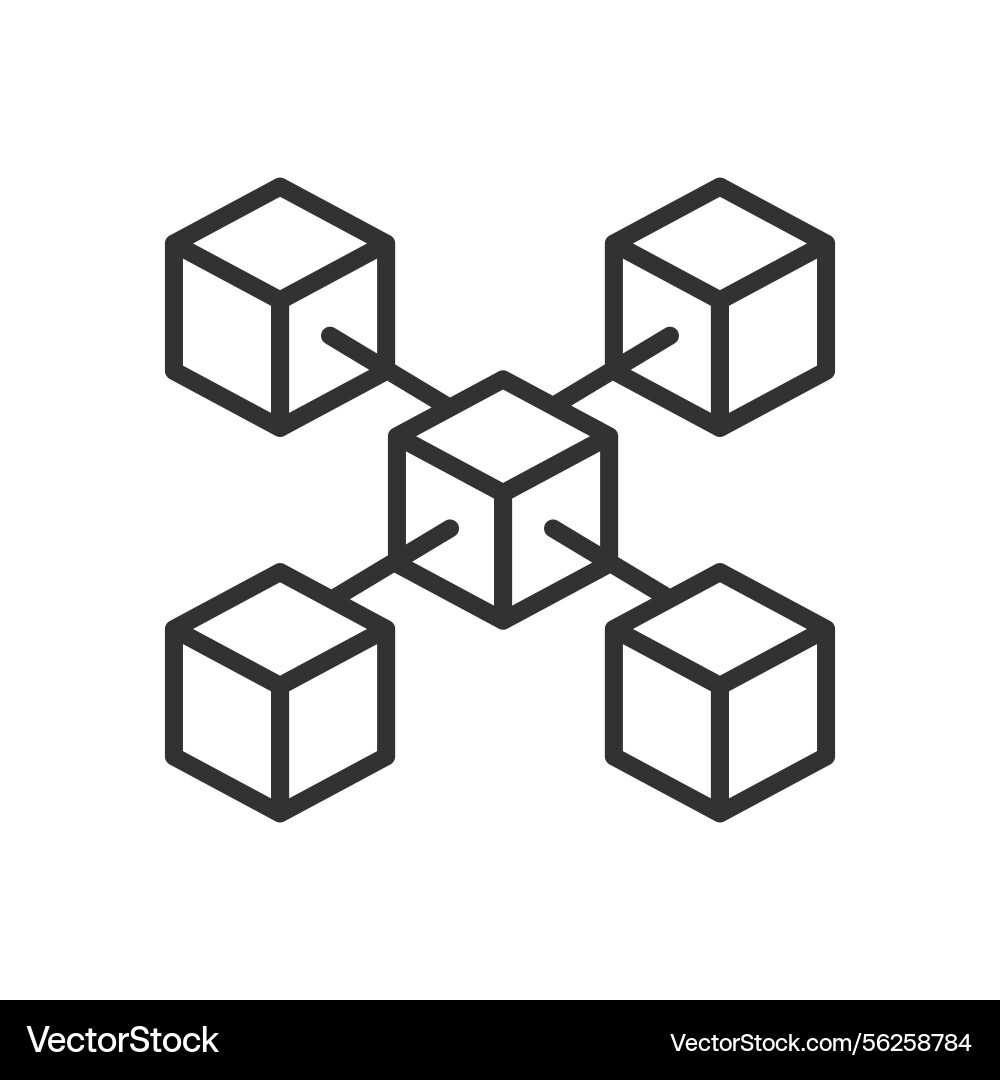 Node-Icon in Linie Design Blockchain vektorbild