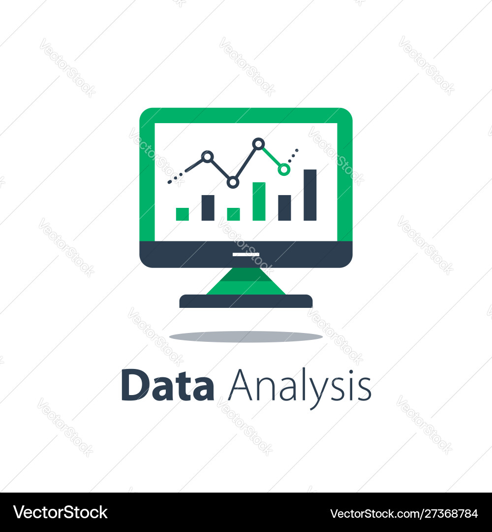 Online analytics computer monitor and diagram Online analytics computer monitor and diagram vector image