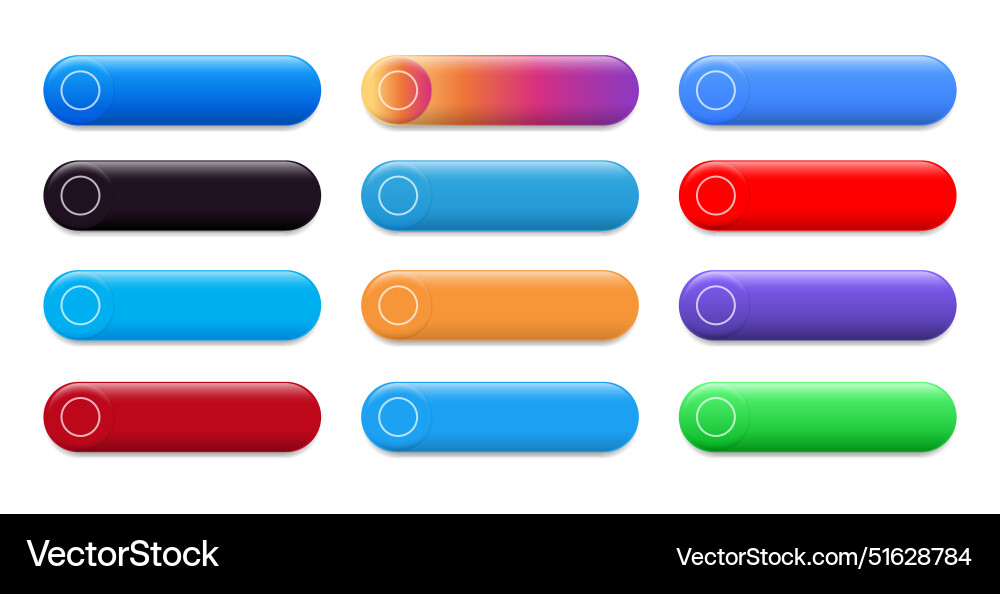 Set of volume blank color buttons for web design Set of volume blank color buttons for web design vector image