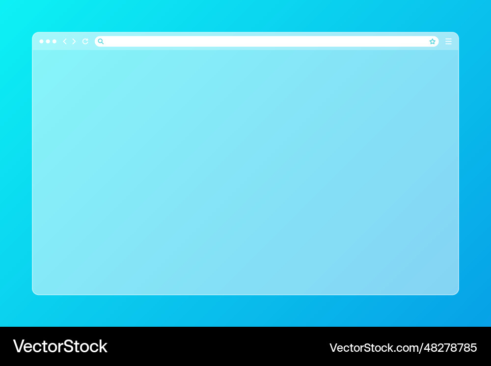 Blank transparent web browser window with toolbar Blank transparent web browser window with toolbar vector image