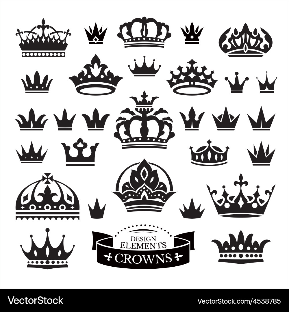 Collection of Regal Crowns Vector Image