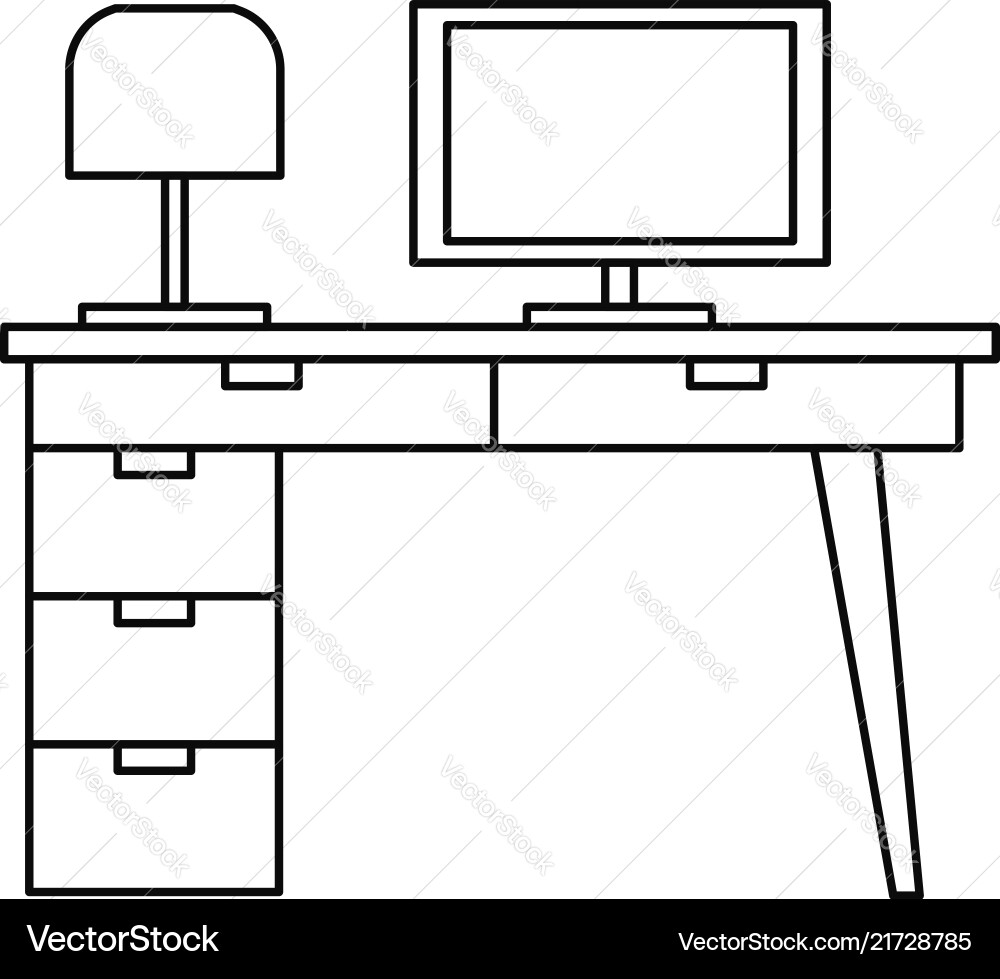 Computer table icon outline style Computer table icon outline style vector image