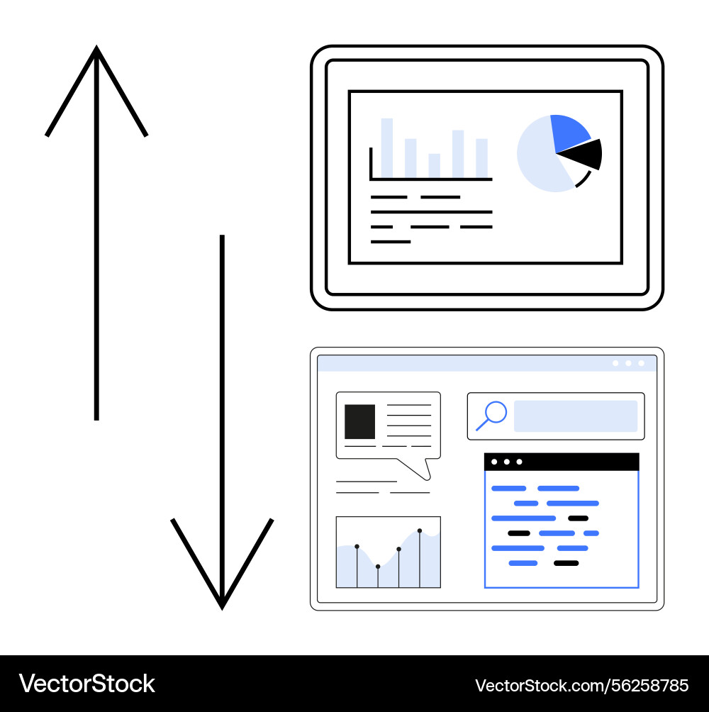 Data analysis visualization on digital screens Data analysis visualization on digital screens Vector Image