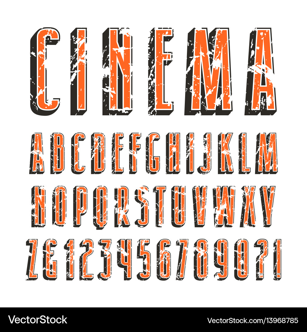 Decorative sanserif font with effect of volume Decorative sanserif font with effect of volume vector image