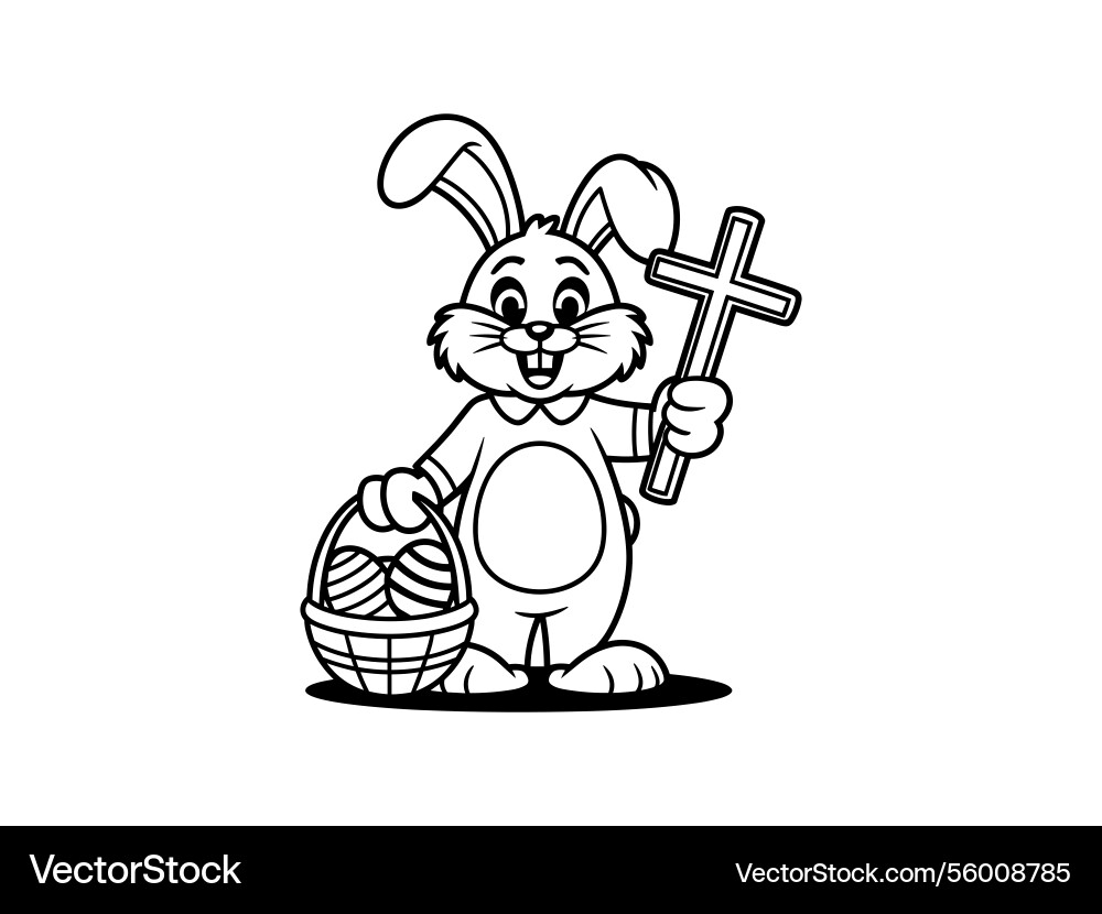 Easter bunny cross line art christian rabbit Vector Image