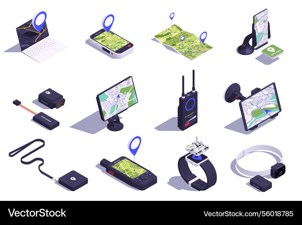 Gps navigation isometric device vector image