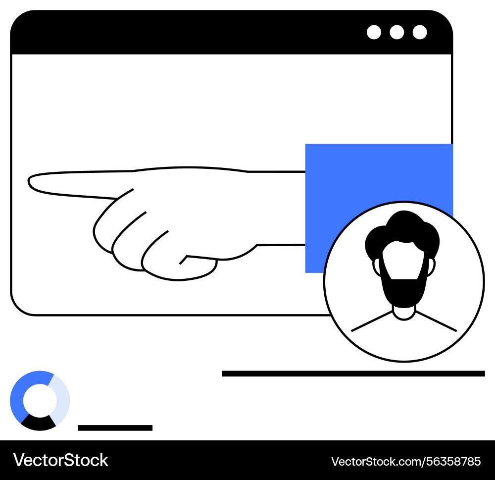 Hand pointing on digital interface with user Hand pointing on digital interface with user vector image