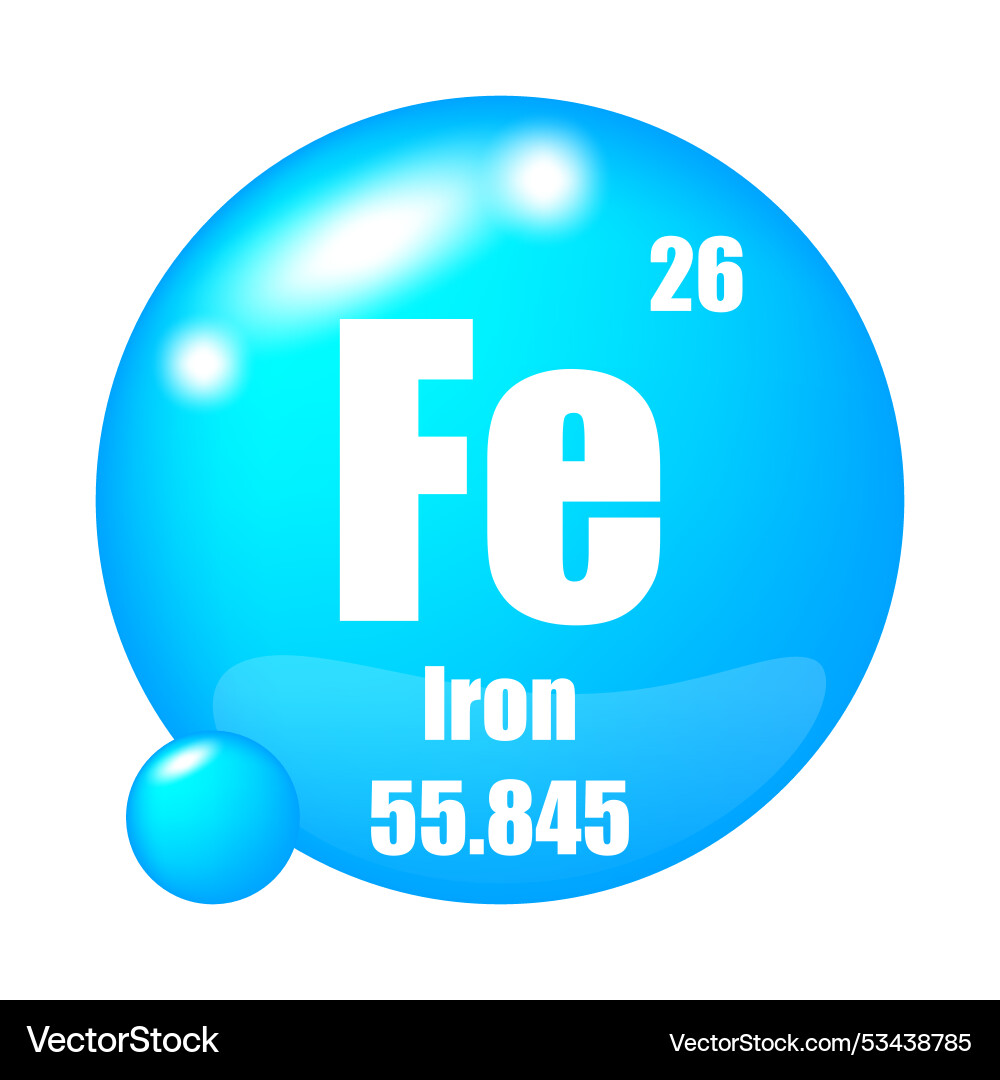 Iron element symbol fe abbreviation atomic number Iron element symbol fe abbreviation atomic number vector image