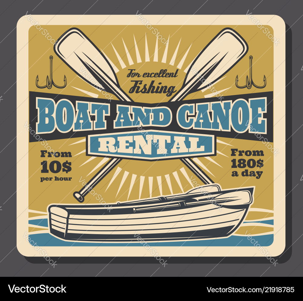 Retro Fishing Boat Rental Poster Vector Image