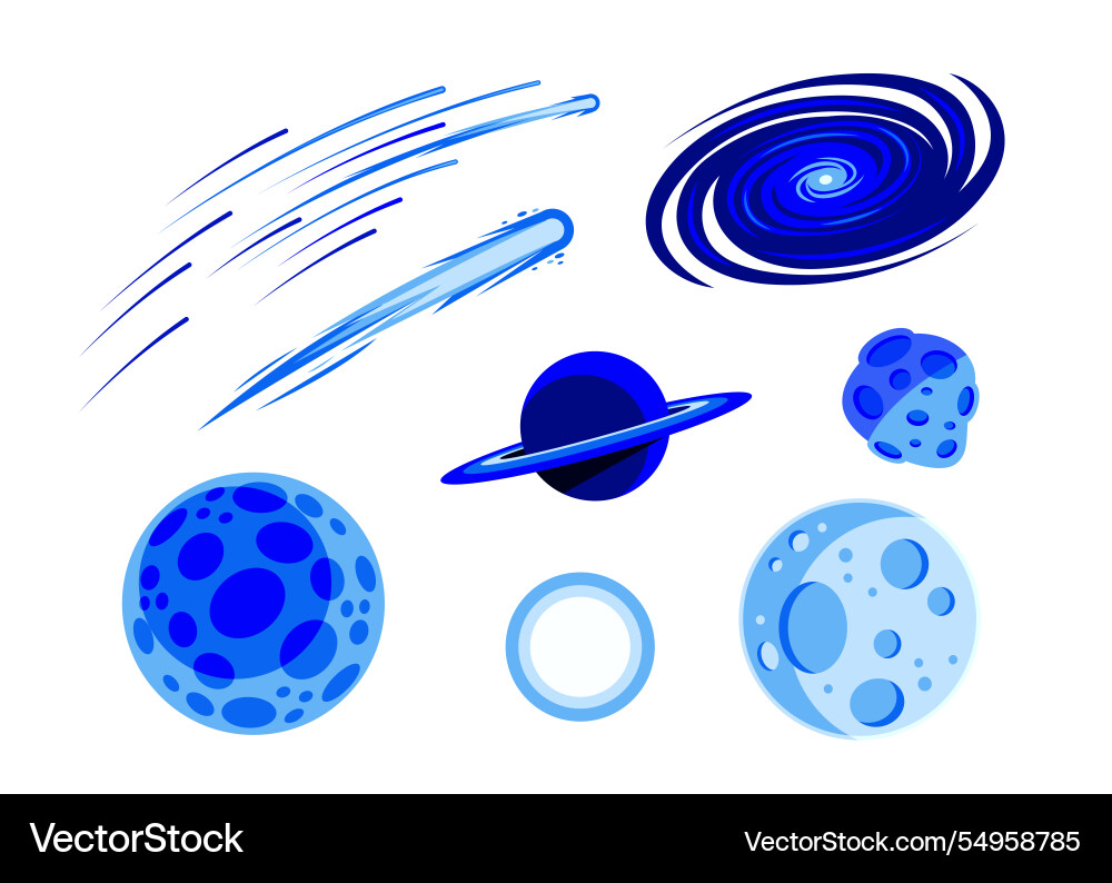 Set of space objects comet Set of space objects comet vector image