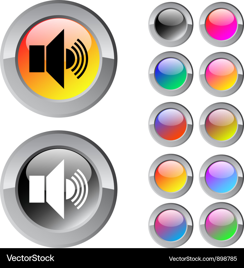 Sound multicolor round button Vector Image