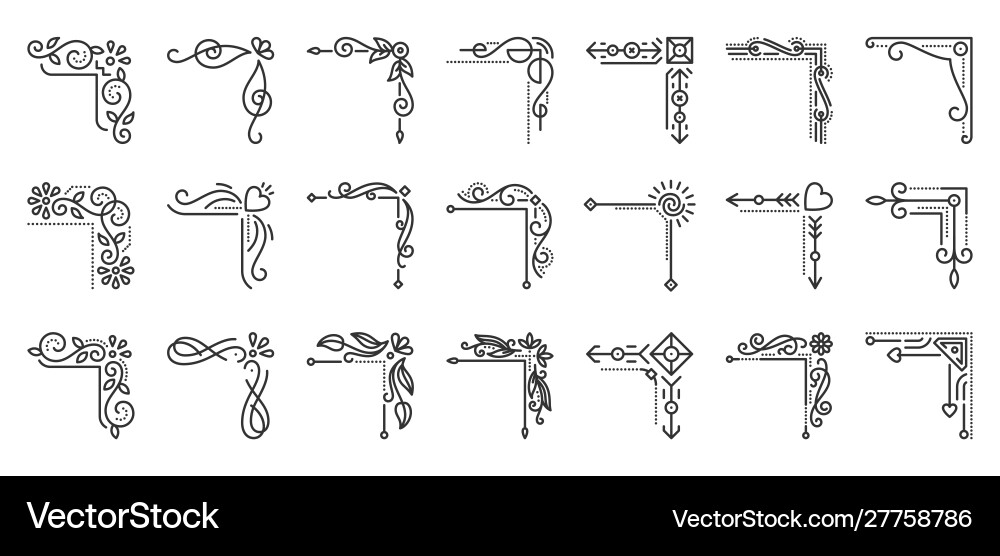 Arabesque Corner Border Icon Set Royalty Free Vector Image