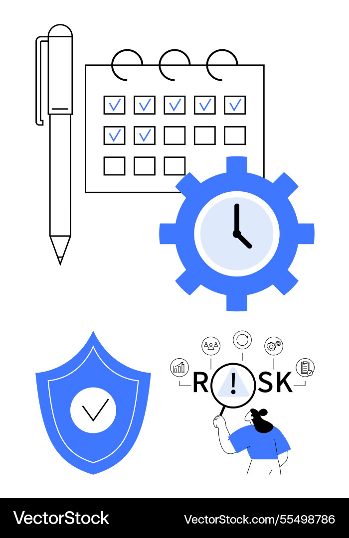 Business schedule planning risk assessment and Vector Image