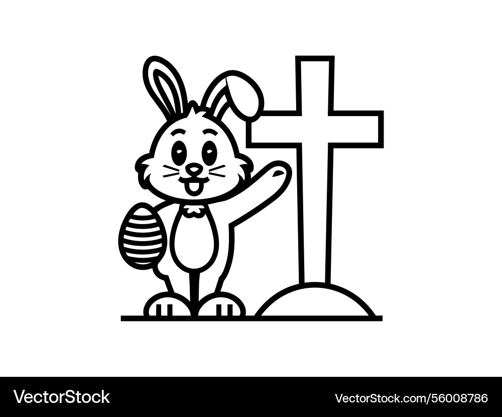 Easter bunny cross line art christian rabbit Vector Image