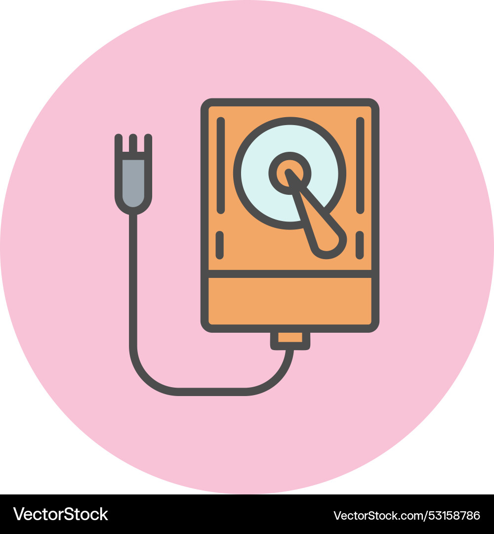 Externa hard disk line filled circle icon Vector Image