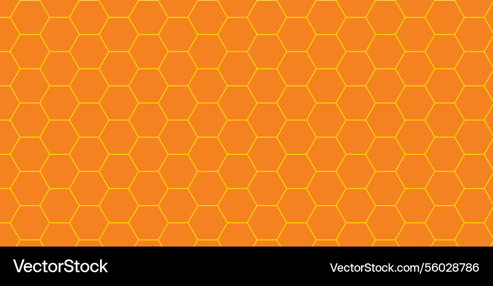 Hexagonal grid pattern on orange vector image