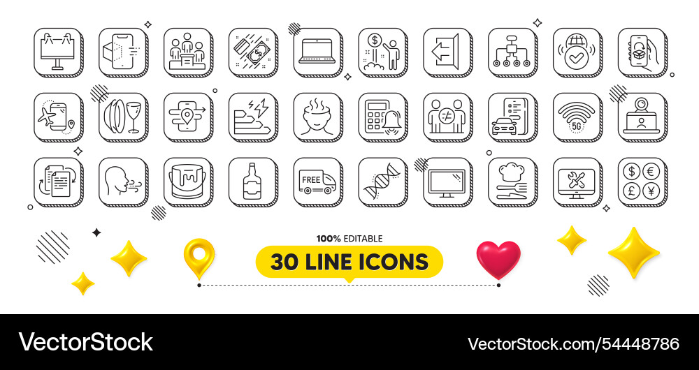 Notebook bureaucracy and restructuring line icons Notebook bureaucracy and restructuring line icons vector image