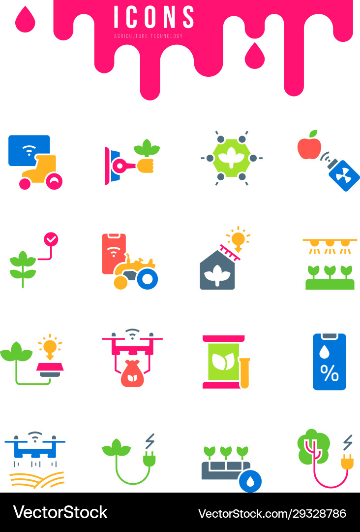 Set simple icons agriculture technology Set simple icons agriculture technology vector image