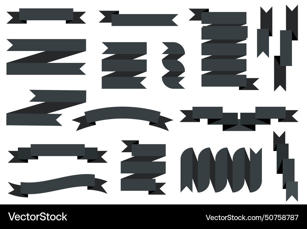 Black ribbon banners Royalty Free Vector Image