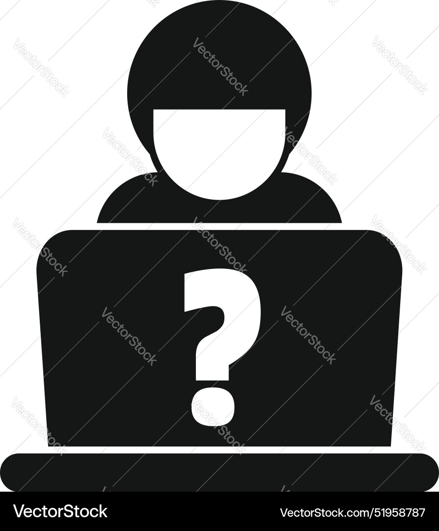 Hacker using laptop with question mark icon Hacker using laptop with question mark icon vector image