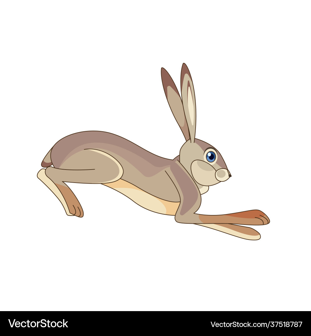 Hare running and jumping cartoon character Hare running and jumping cartoon character Vector Image